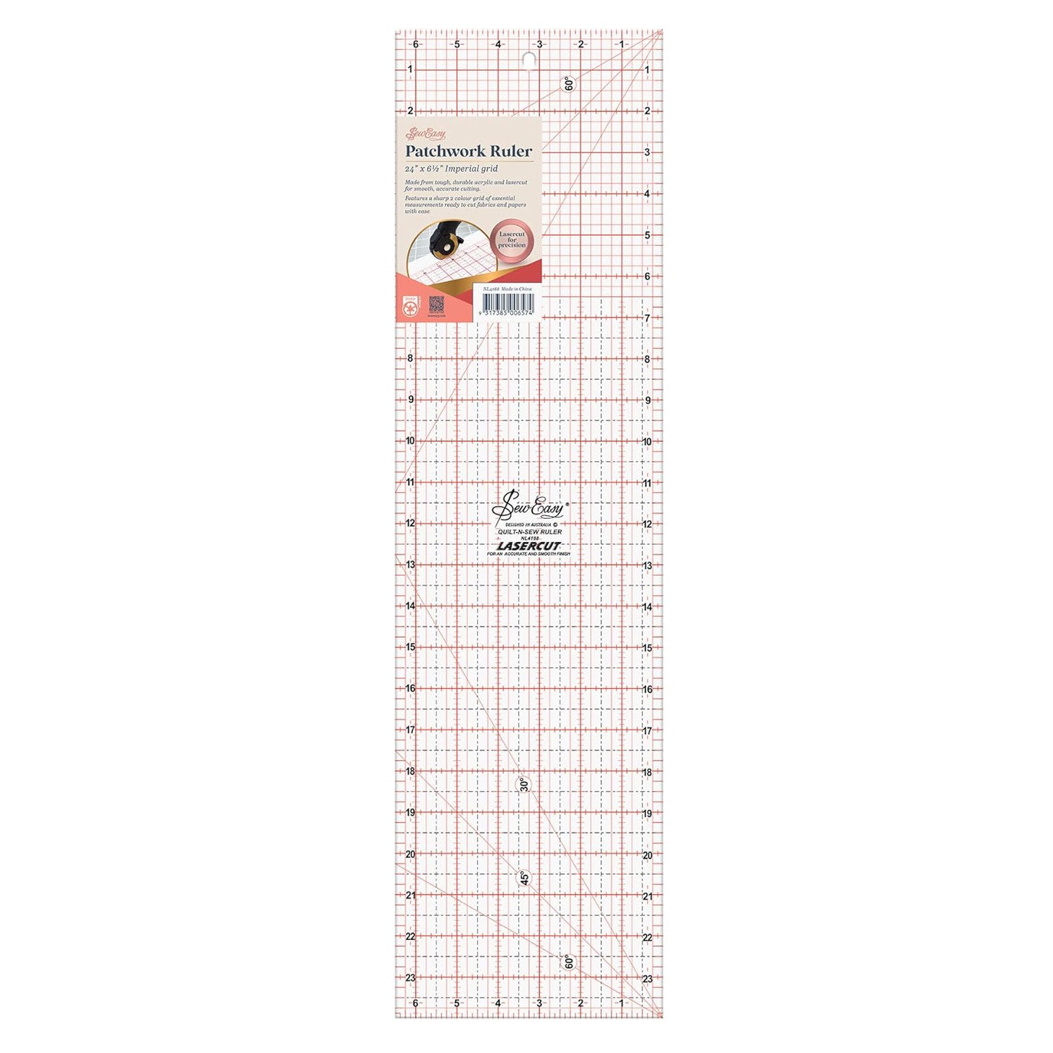 Sew Easy Quilting Patchwork Ruler 24" x 6.5"