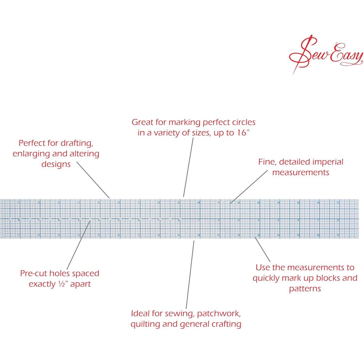 Sew Easy Circle & Scallop Ruler 18" x 2"