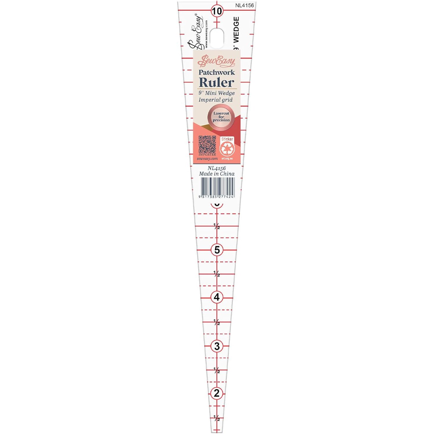 Sew Easy Triangle Mini Wedge Ruler 9 Degree 9" x 1.6"