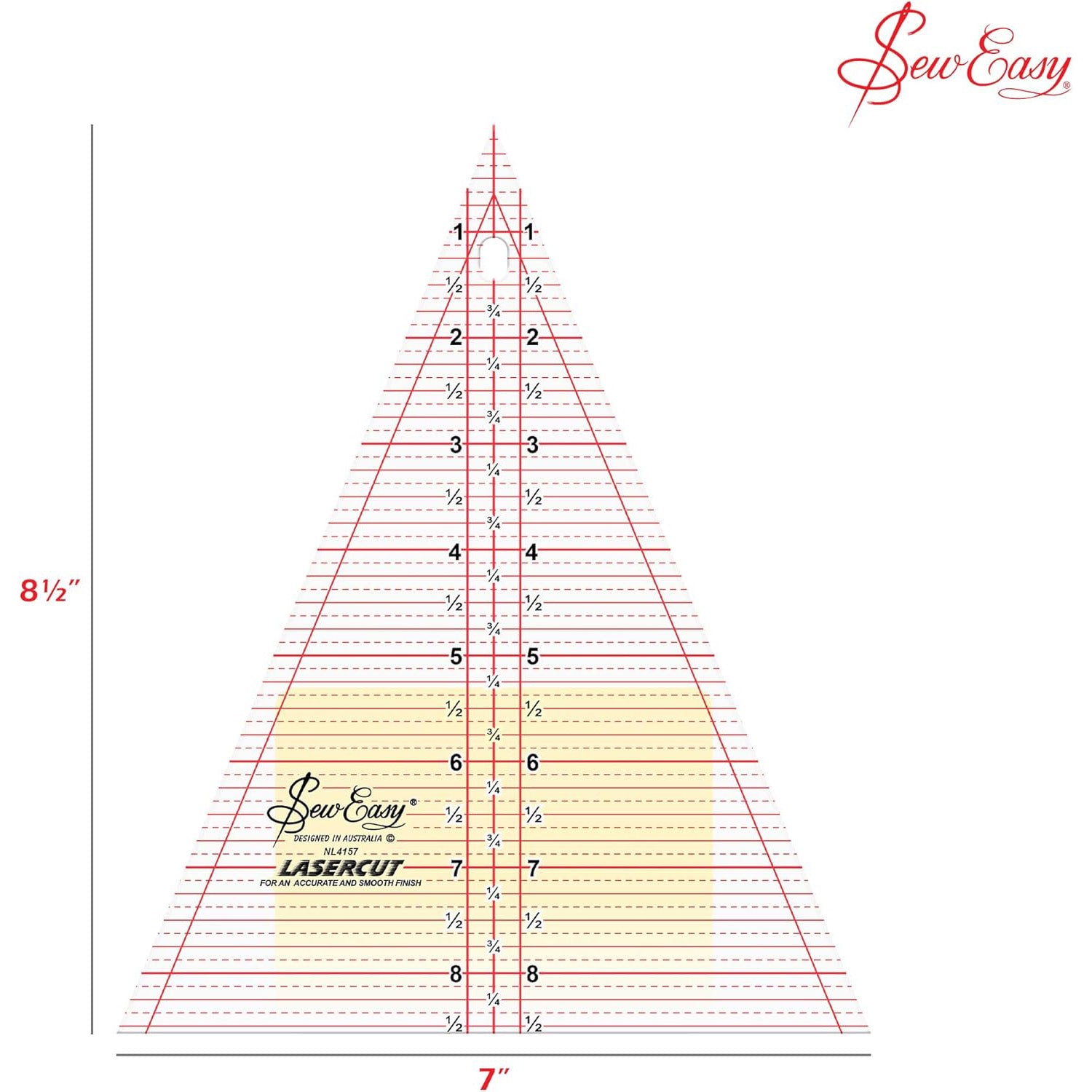Sew Easy Quilting Patchwork Triangle Ruler 7" x 7.5"