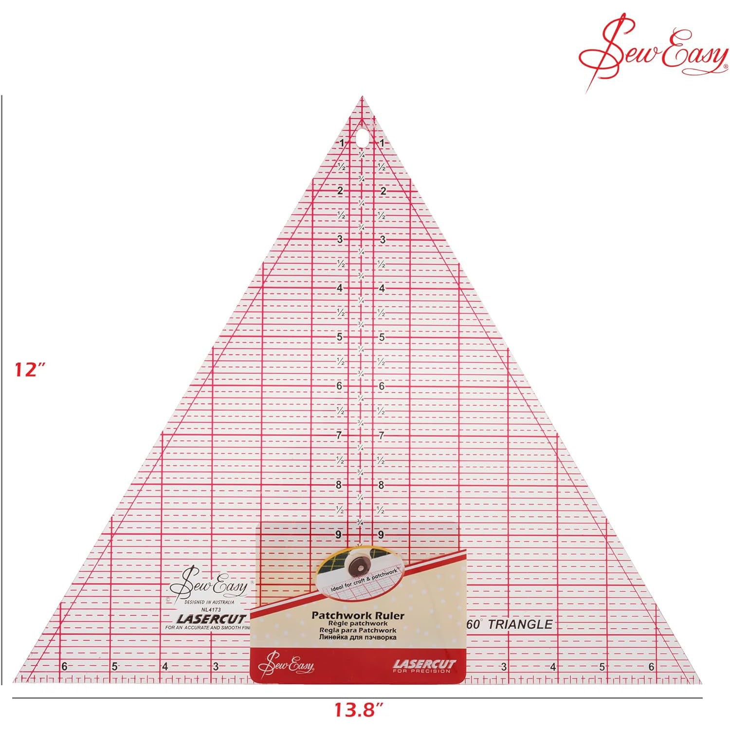 Sew Easy Quilting Patchwork Triangle Ruler 60 Degree 12"x13.87"