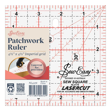 Sew Easy Quilting Patchwork Square Ruler 4.5" x 4.5"