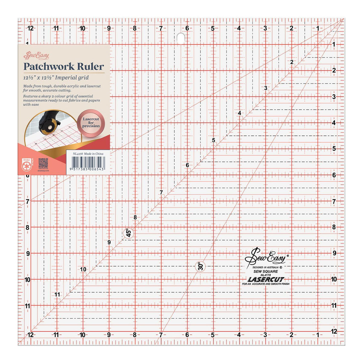 Quilt Block Square Ruler Sew Easy Quilting Patchwork Square Ruler 12.5