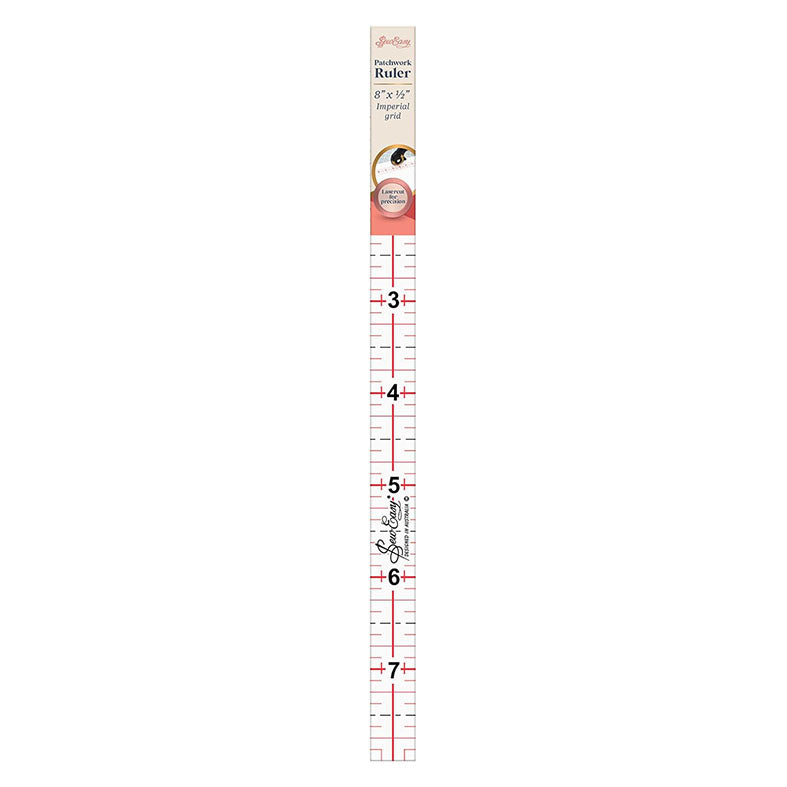 Sew Easy Quilting Patchwork Ruler 8" x 0.5" Imperial