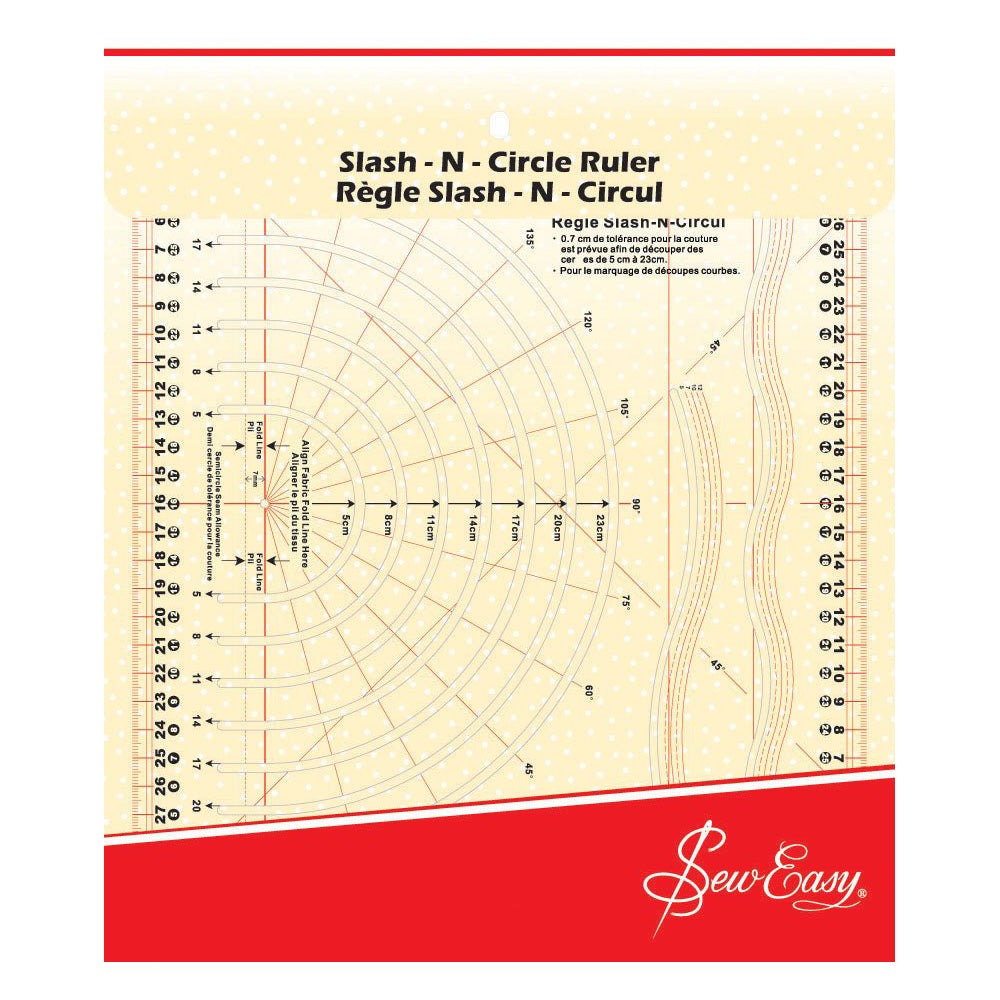 Sew Easy Circle Slash N Ruler 26cm x 32 cm Curve Slash Marking