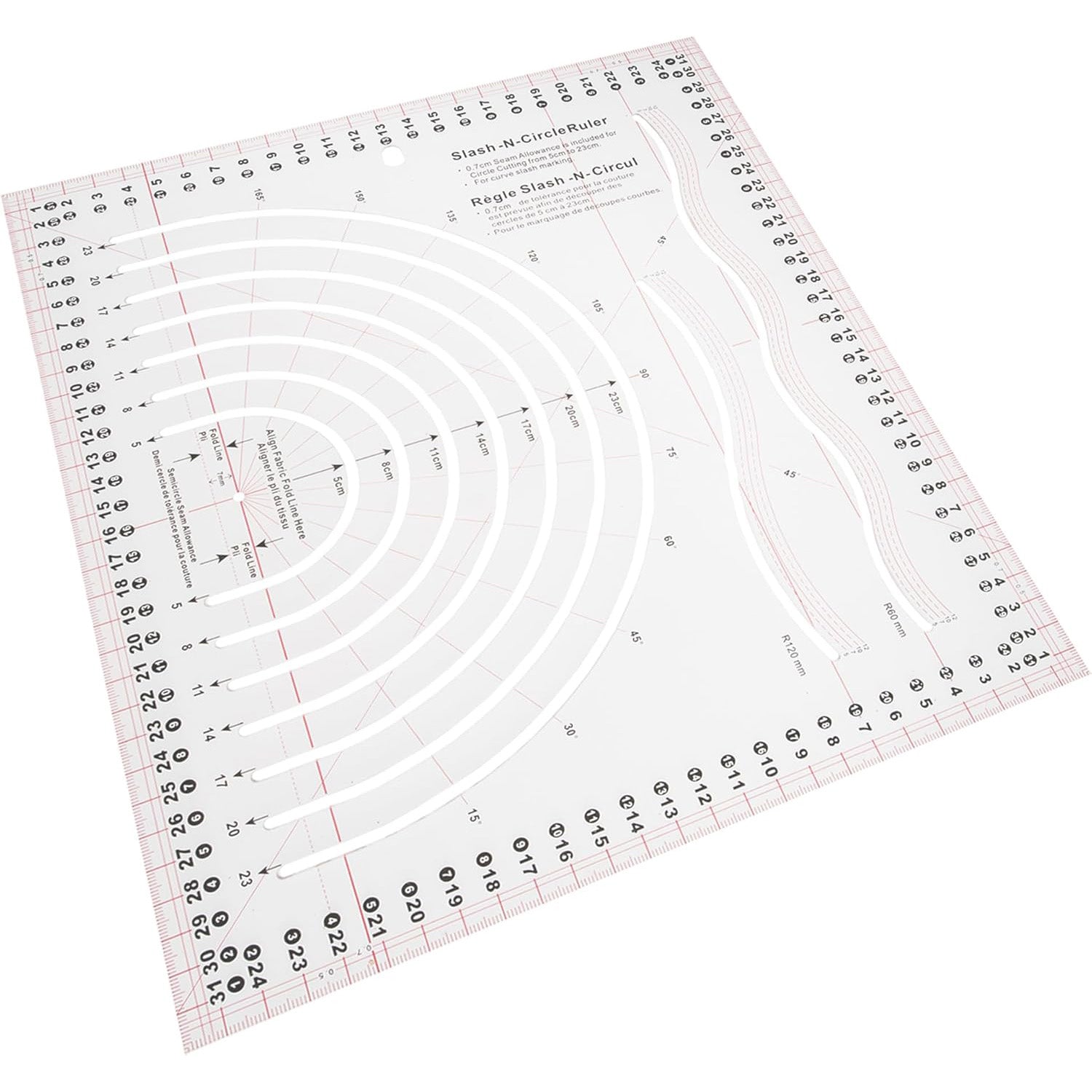 Sew Easy Circle Slash N Ruler 26cm x 32 cm Curve Slash Marking