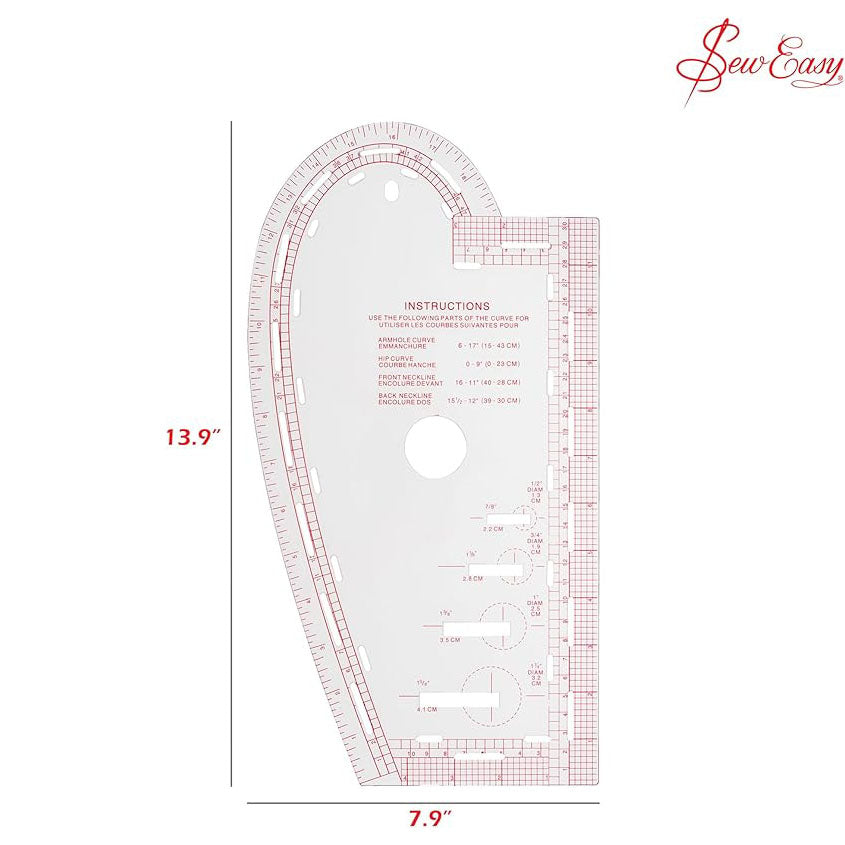 Sew Easy Curve Versatile Pattern Making Ruler 35cm x 18cm