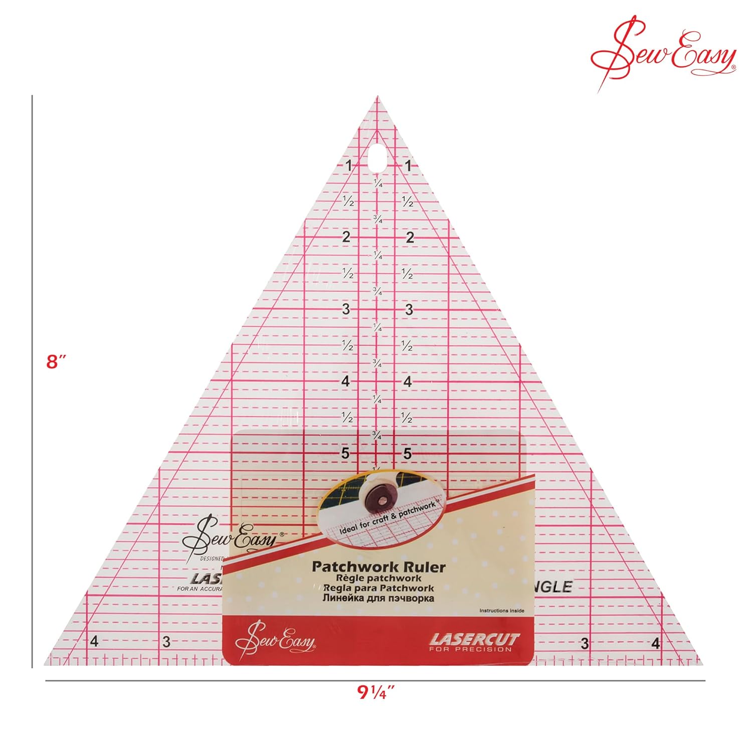 Sew Easy Quilting Patchwork Triangle Ruler 60 Degree 8" x 9.25"