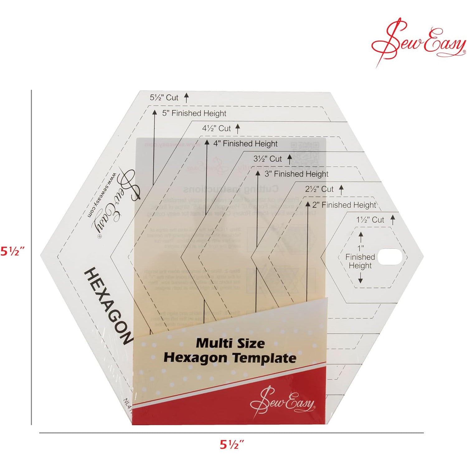 Sew Easy Multi Size Hexagon Patchwork Template Quilting Ruler