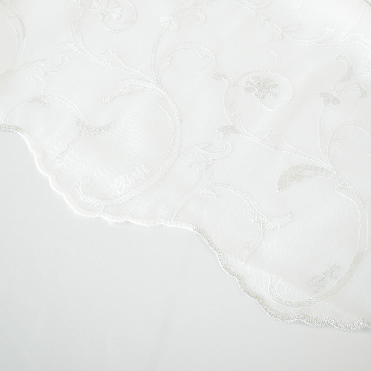 Versailles Collection Embroidered Curtaining Sheers Design-1 White & Silver Vines