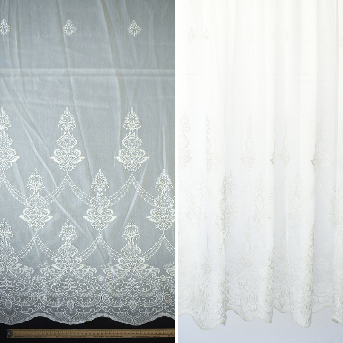 Versailles Collection Embroidered Curtaining Sheers Design-2 Baroque Lace Border