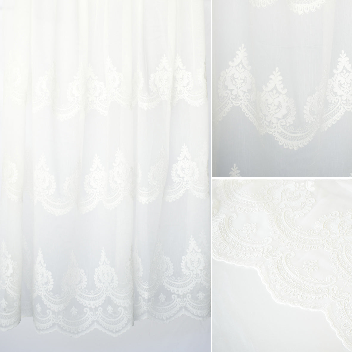 Versailles Collection Embroidered Curtaining Sheers Design-3 Baroque Lace Border