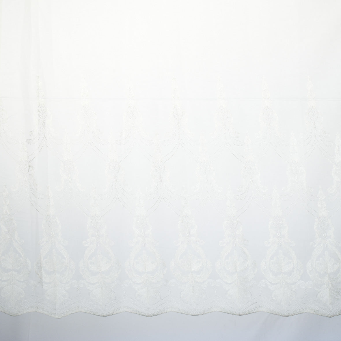 Versailles Collection Embroidered Curtaining Sheers Design-4 Silver Baroque Lace Border