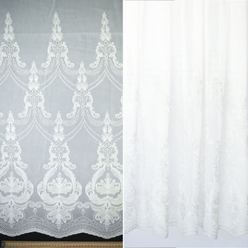 Versailles Collection Embroidered Curtaining Sheers Design-4 Silver Baroque Lace Border