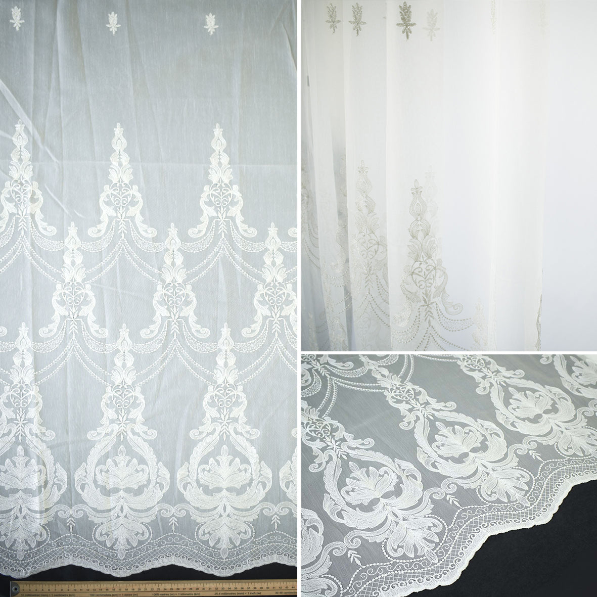 Versailles Collection Embroidered Curtaining Sheers Design-5 Baroque Lace Border