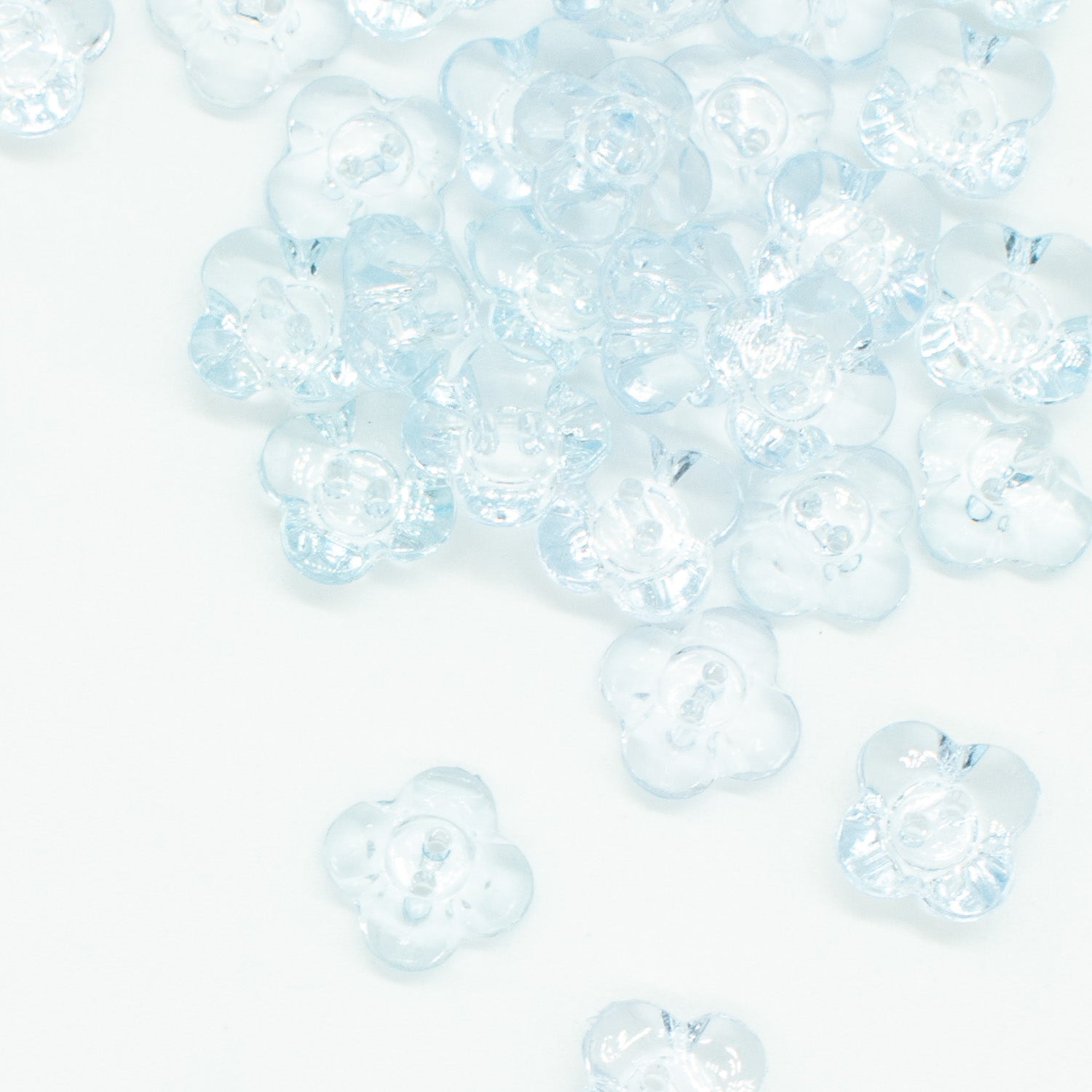 2 Hole Shiny Clear Flower Button 13mm