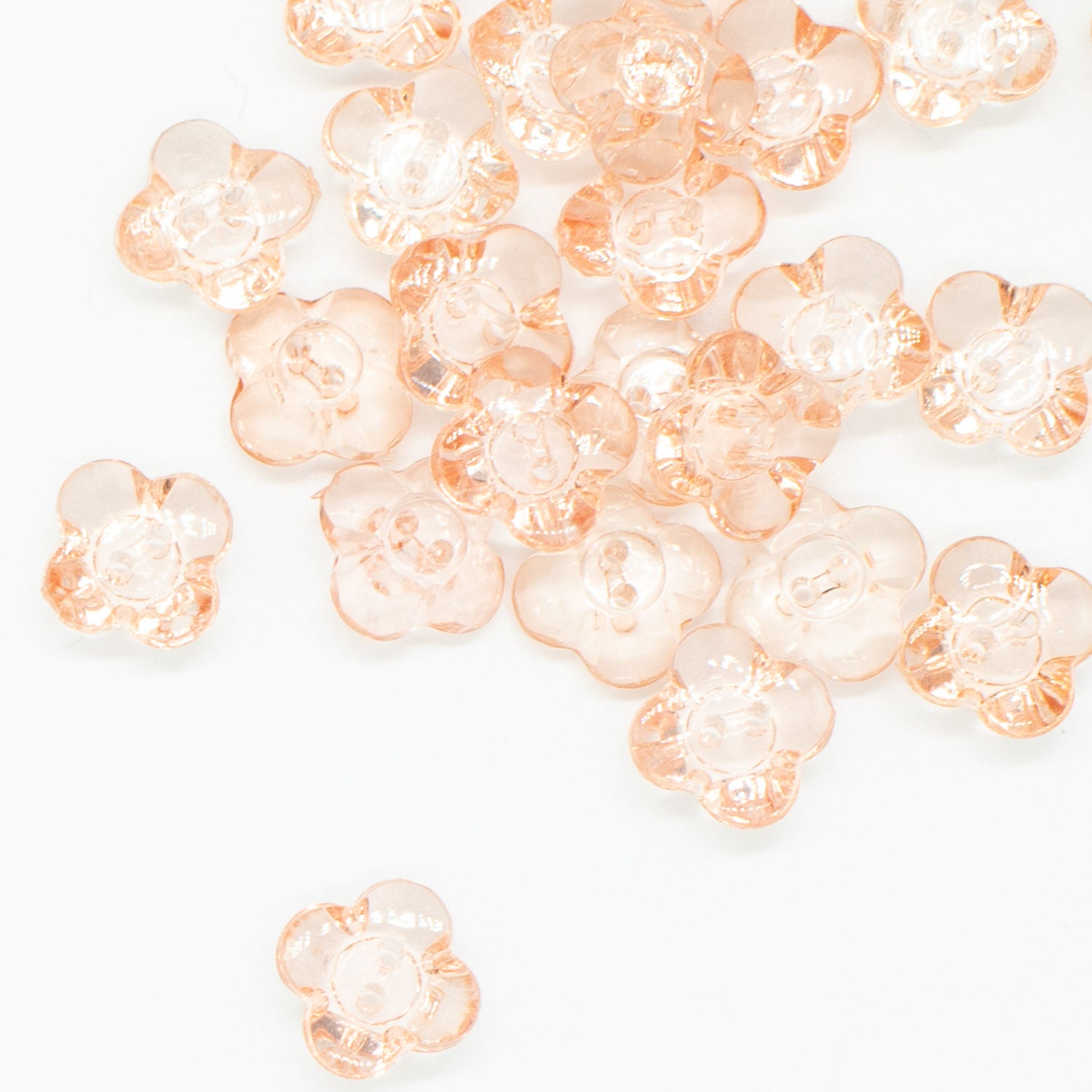 2 Hole Shiny Clear Flower Button 13mm