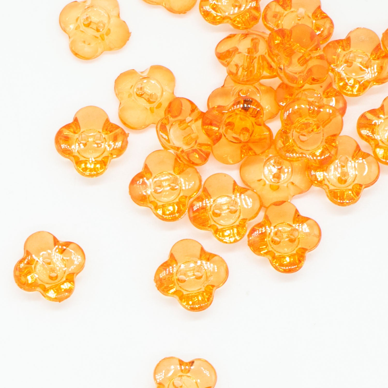 2 Hole Shiny Clear Flower Button 13mm