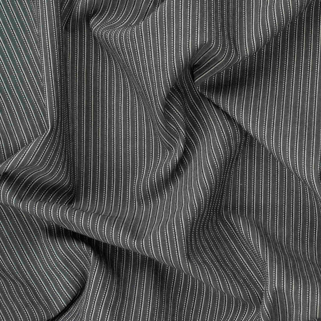 Printed Stripes Shirting Design-21 Charcoal Pinstripe Stretch Shirting