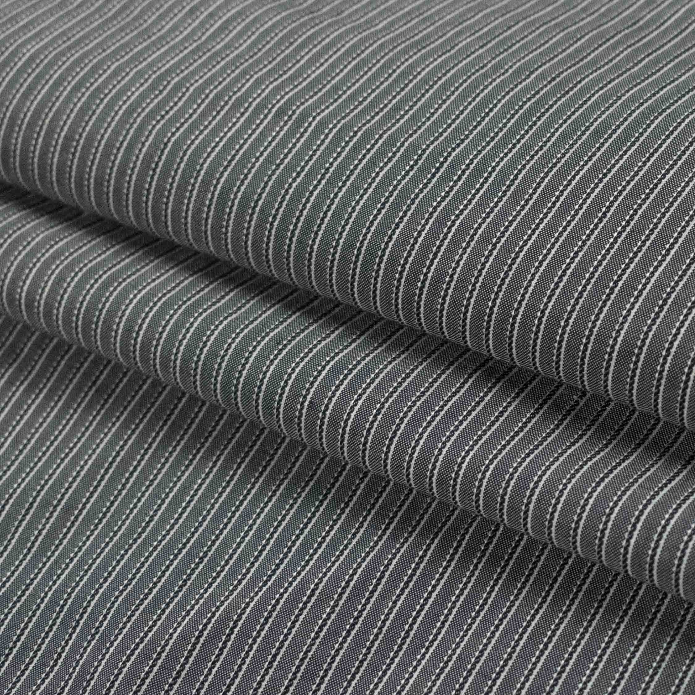 Printed Stripes Shirting Design-21 Charcoal Pinstripe Stretch Shirting