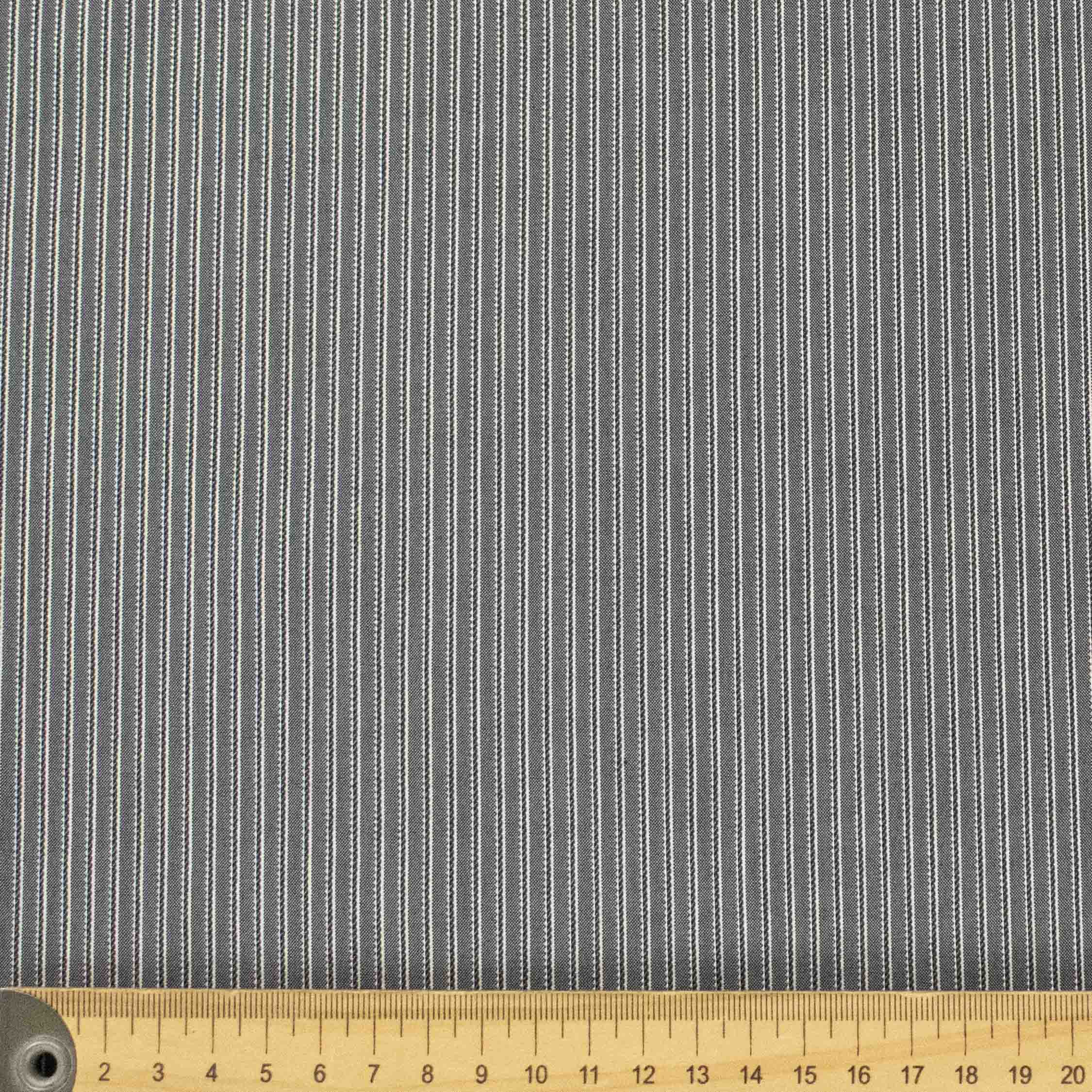 Printed Stripes Shirting Design-21 Charcoal Pinstripe Stretch Shirting