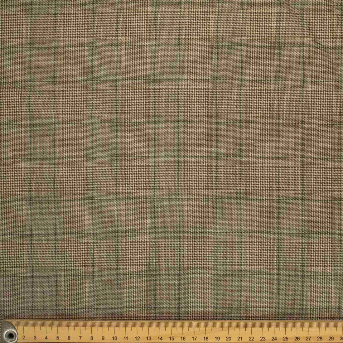 Prince of Wales Check Printed Shirting Design-22 Beige Glen Plaid