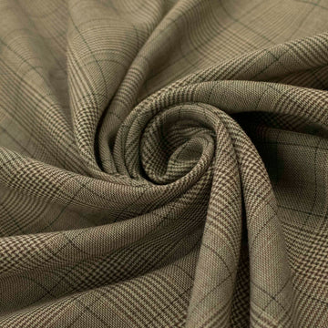 Prince of Wales Check Printed Shirting Design-22 Beige Glen Plaid