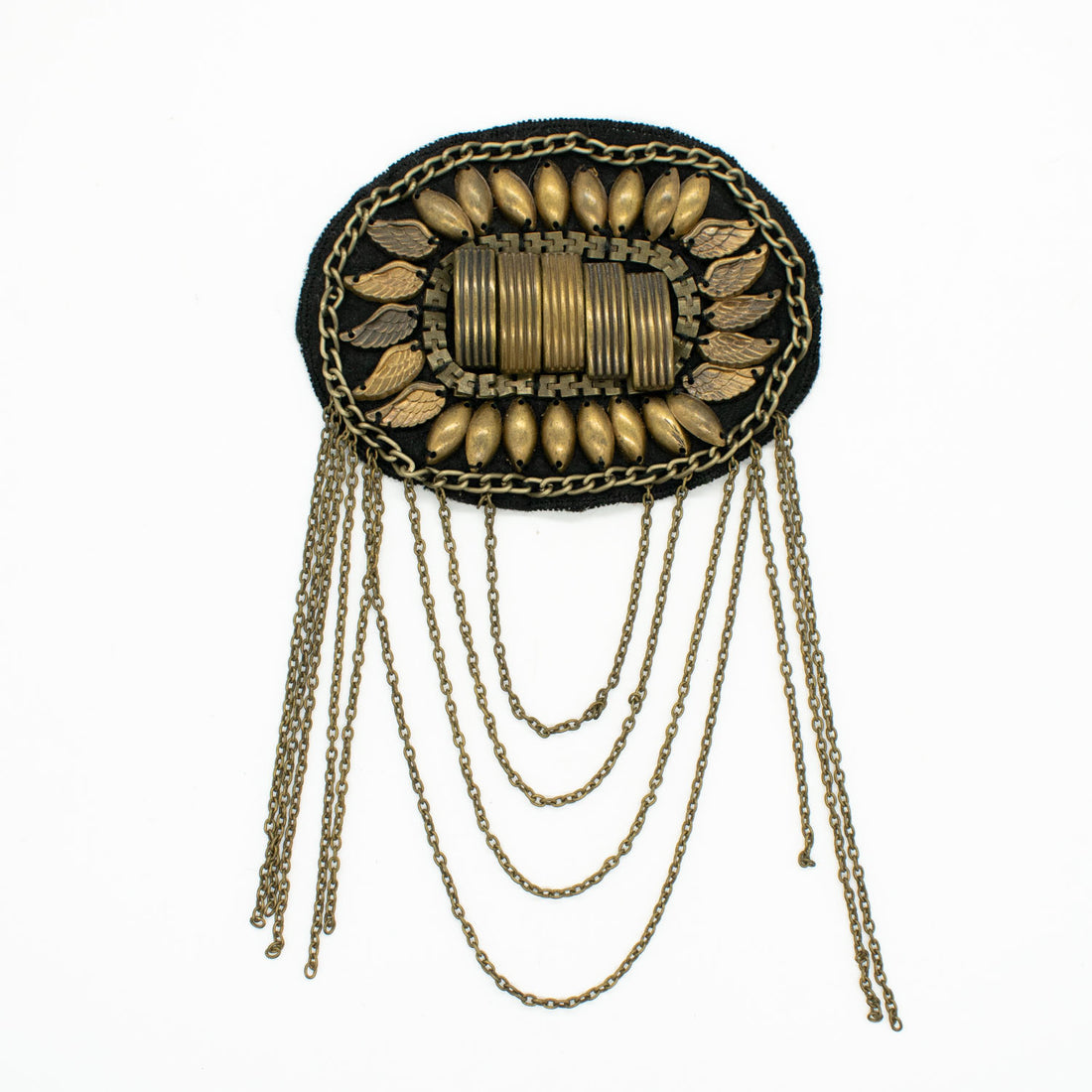 Blazer Shoulder Epaulet Metal Badge Motif with Rust Tassels Design-5