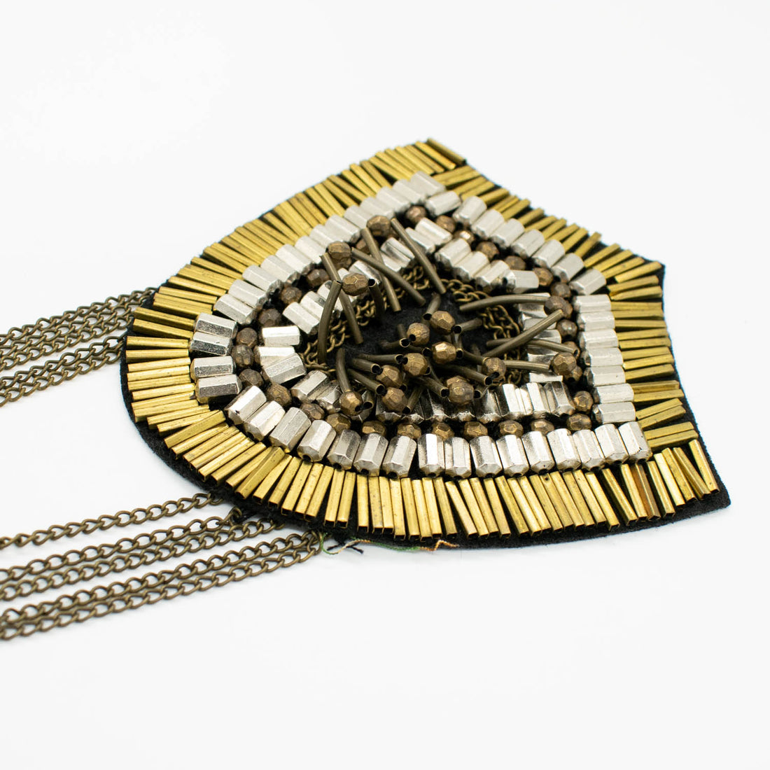 Blazer Shoulder Epaulet Metal Badge Motif with Rust Tassels Design-2