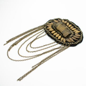Blazer Shoulder Epaulet Metal Badge Motif with Rust Tassels Design-5