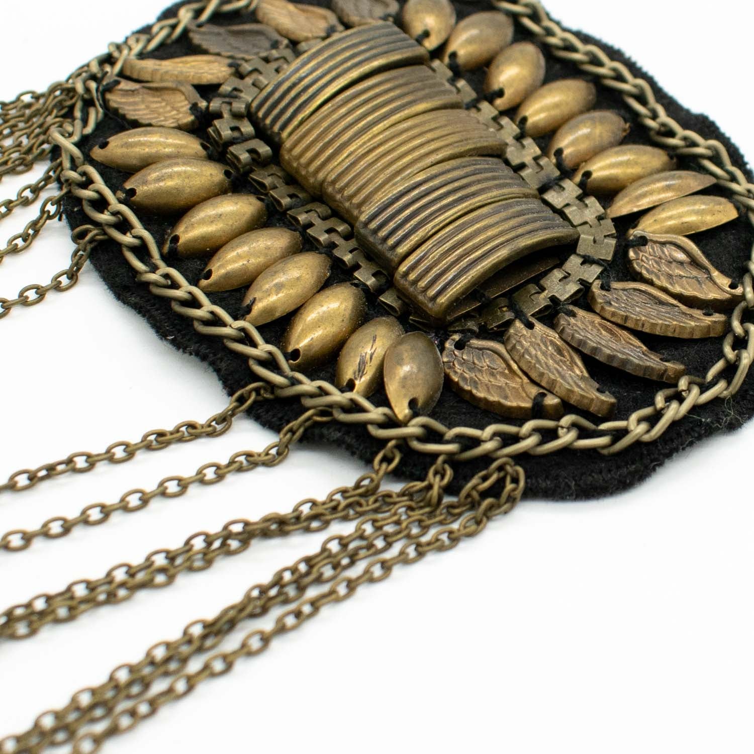 Blazer Shoulder Epaulet Metal Badge Motif with Rust Tassels Design-5