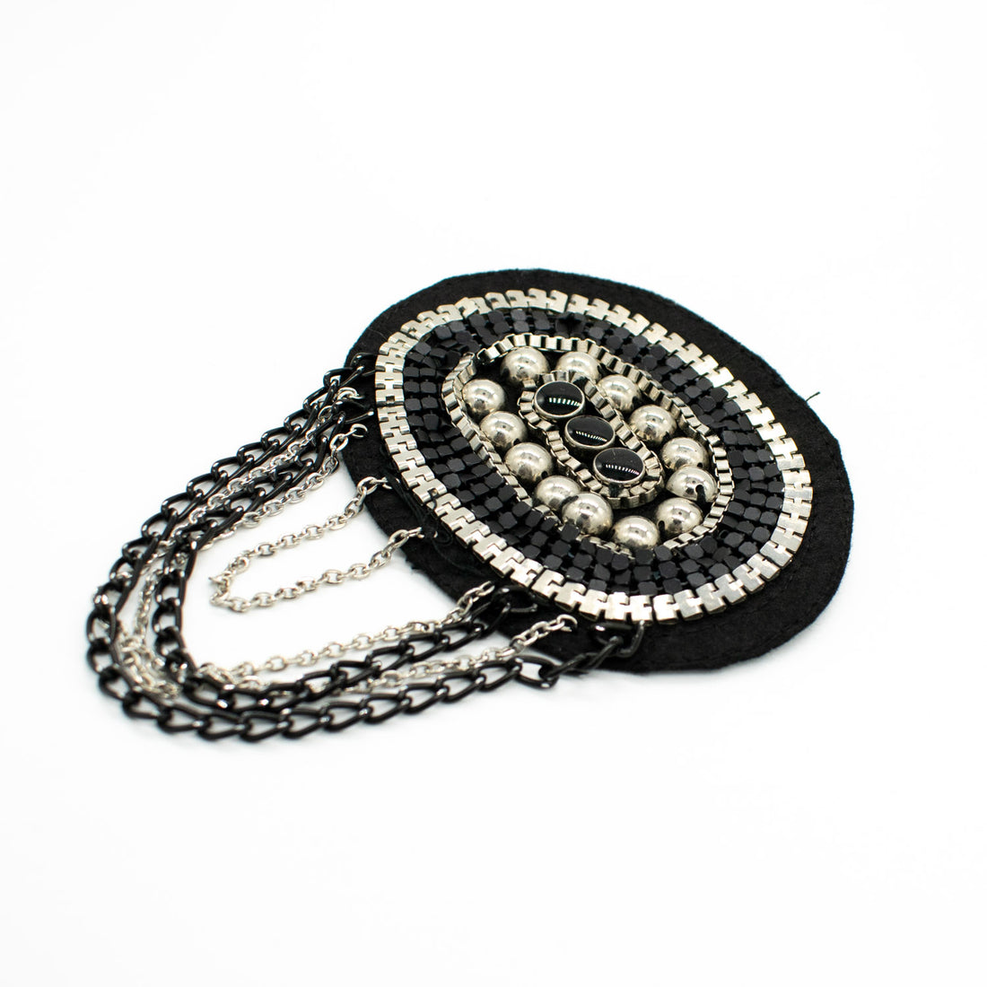 Blazer Shoulder Epaulet Badge Silver Motif with Metal Tassels Design-7