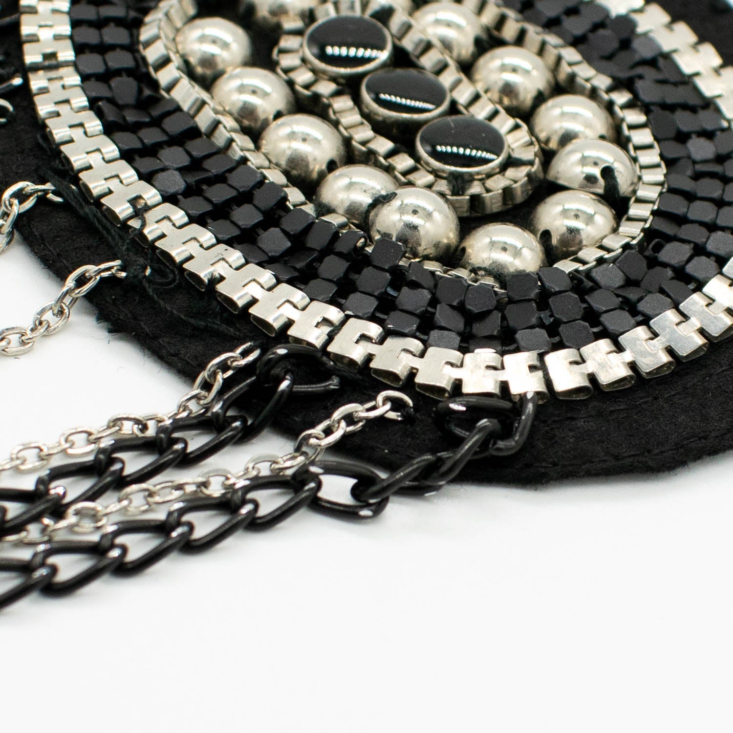 Blazer Shoulder Epaulet Badge Silver Motif with Metal Tassels Design-7