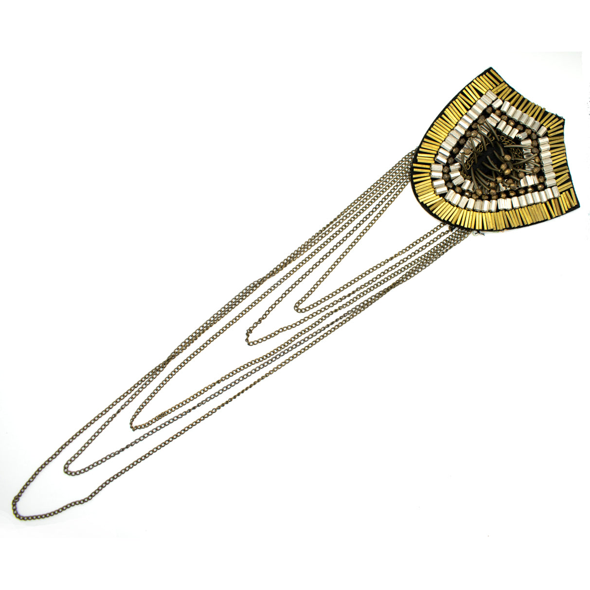 Blazer Shoulder Epaulet Metal Badge Motif with Rust Tassels Design-2