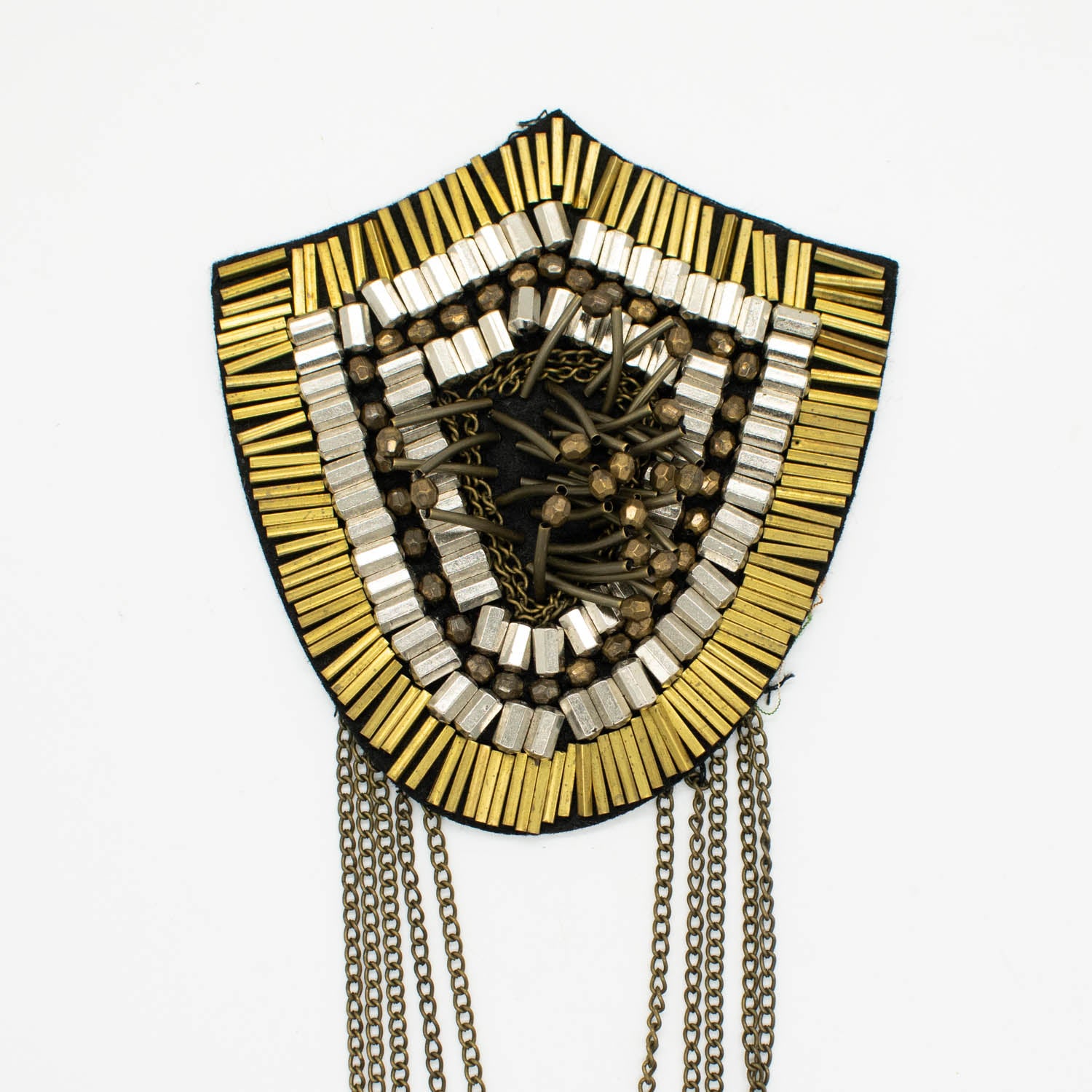 Blazer Shoulder Epaulet Metal Badge Motif with Rust Tassels Design-2