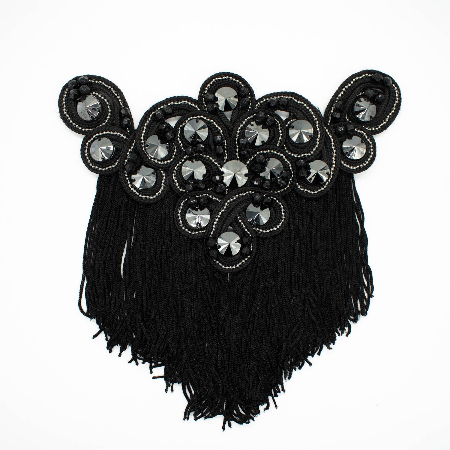 Diamante Embroidered Guipure Lace Motif  Blazer Shoulder Epaulet Badge