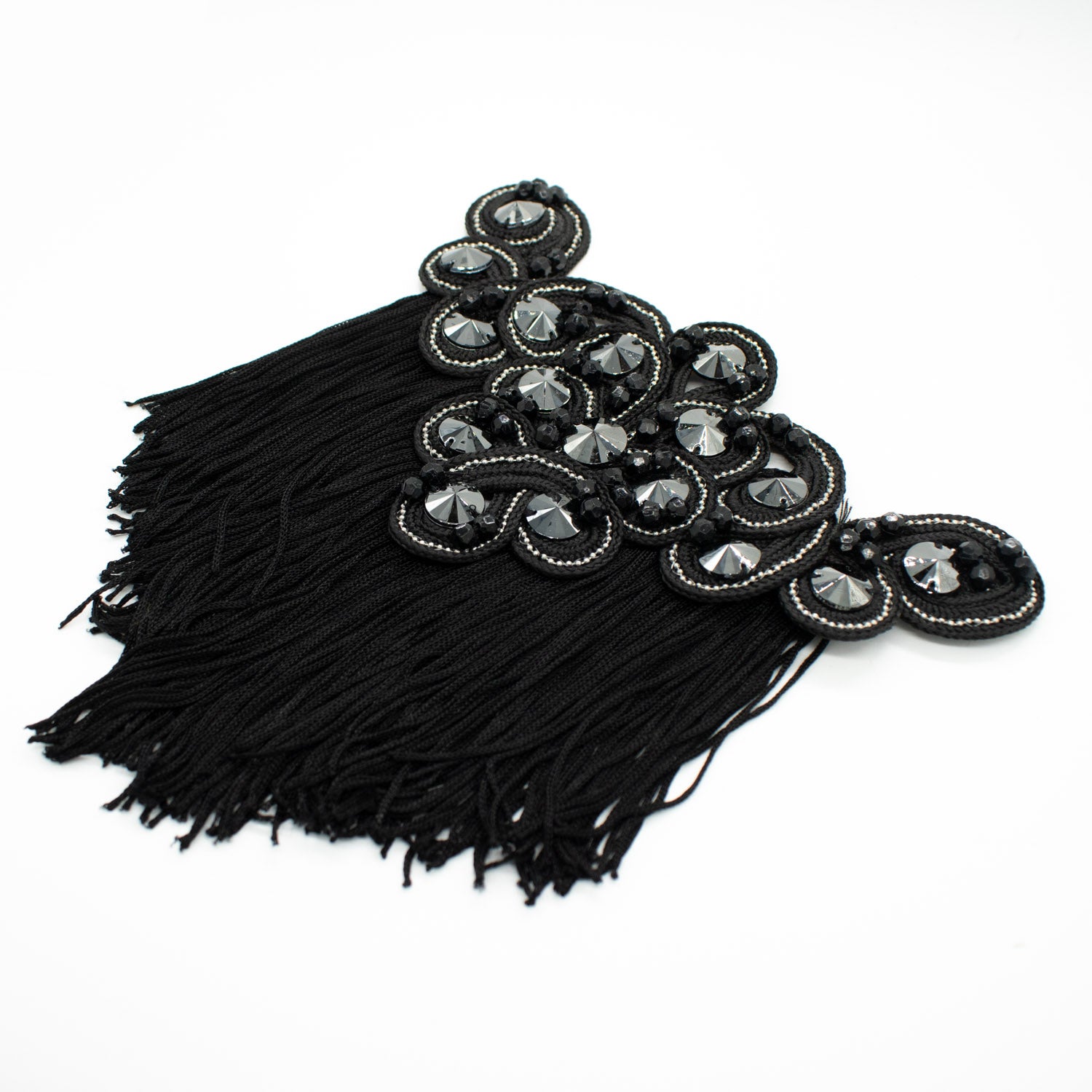 Diamante Embroidered Guipure Lace Motif  Blazer Shoulder Epaulet Badge