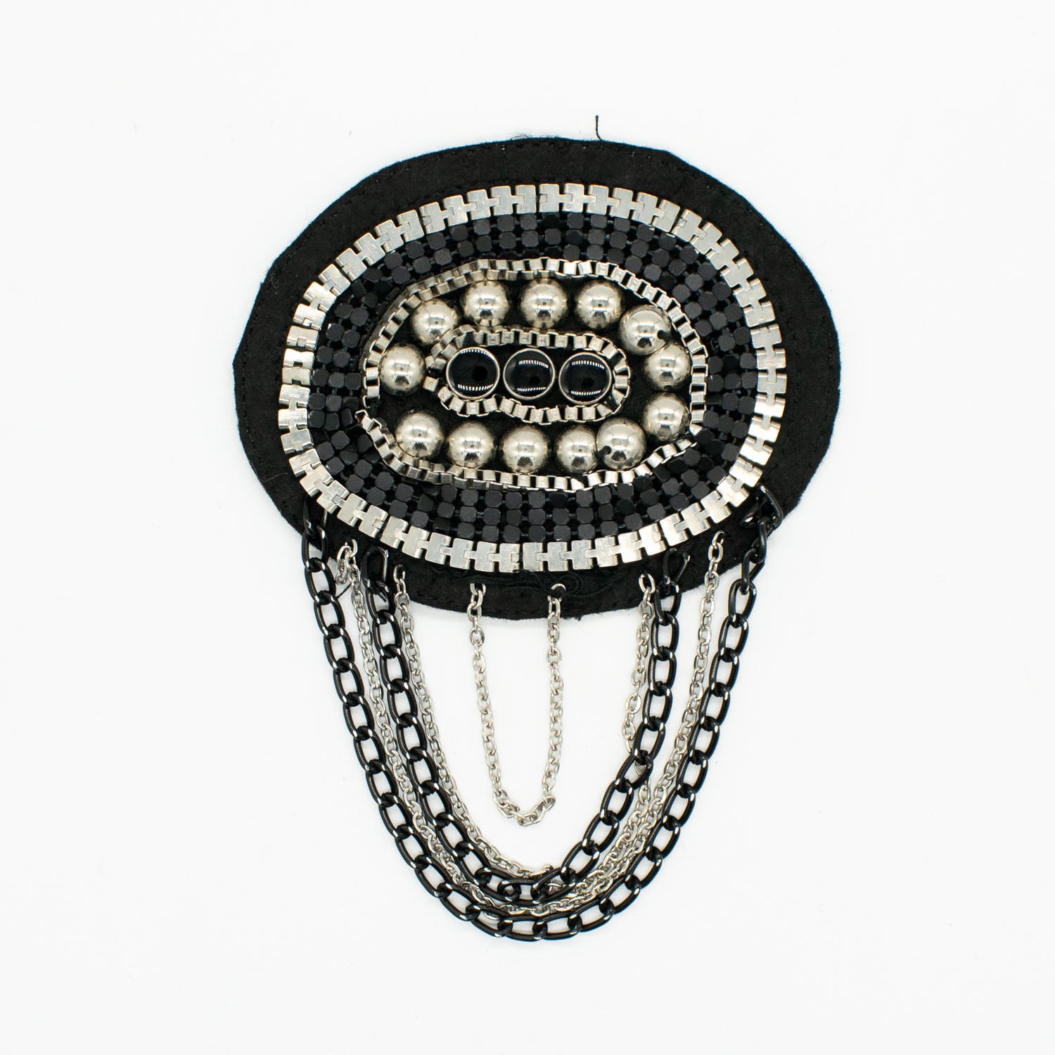 Blazer Shoulder Epaulet Badge Silver Motif with Metal Tassels Design-7