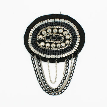 Blazer Shoulder Epaulet Badge Silver Motif with Metal Tassels Design-7