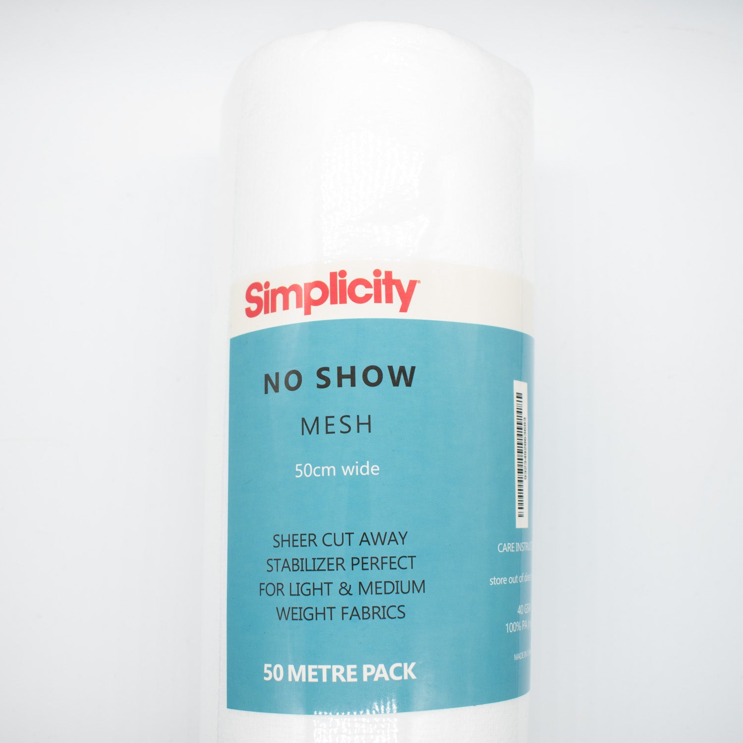 Simplicity No Show Mesh Sheer Cutaway Embroidery Stabilizer 50M Roll