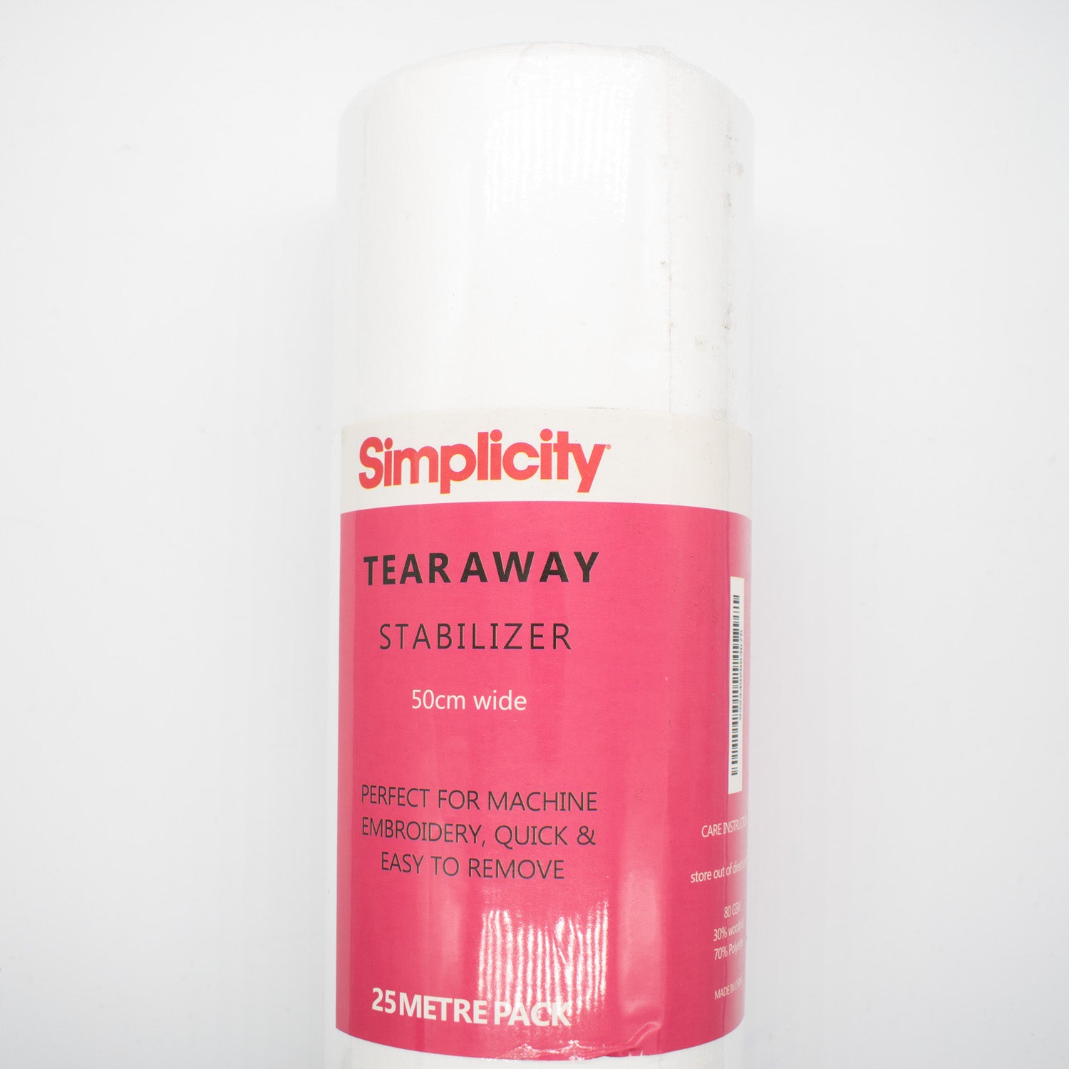 Simplicity Tear-Away Embroidery Stabiliser 25M Roll