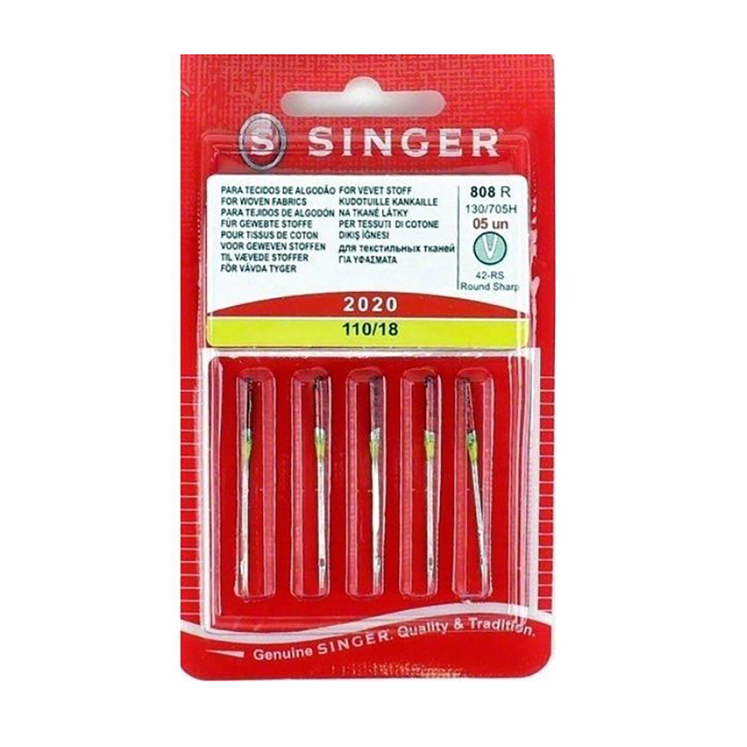 Singer Sewing Machine Needles 2020 Universal 110/18 - 5 Per Cassette ...