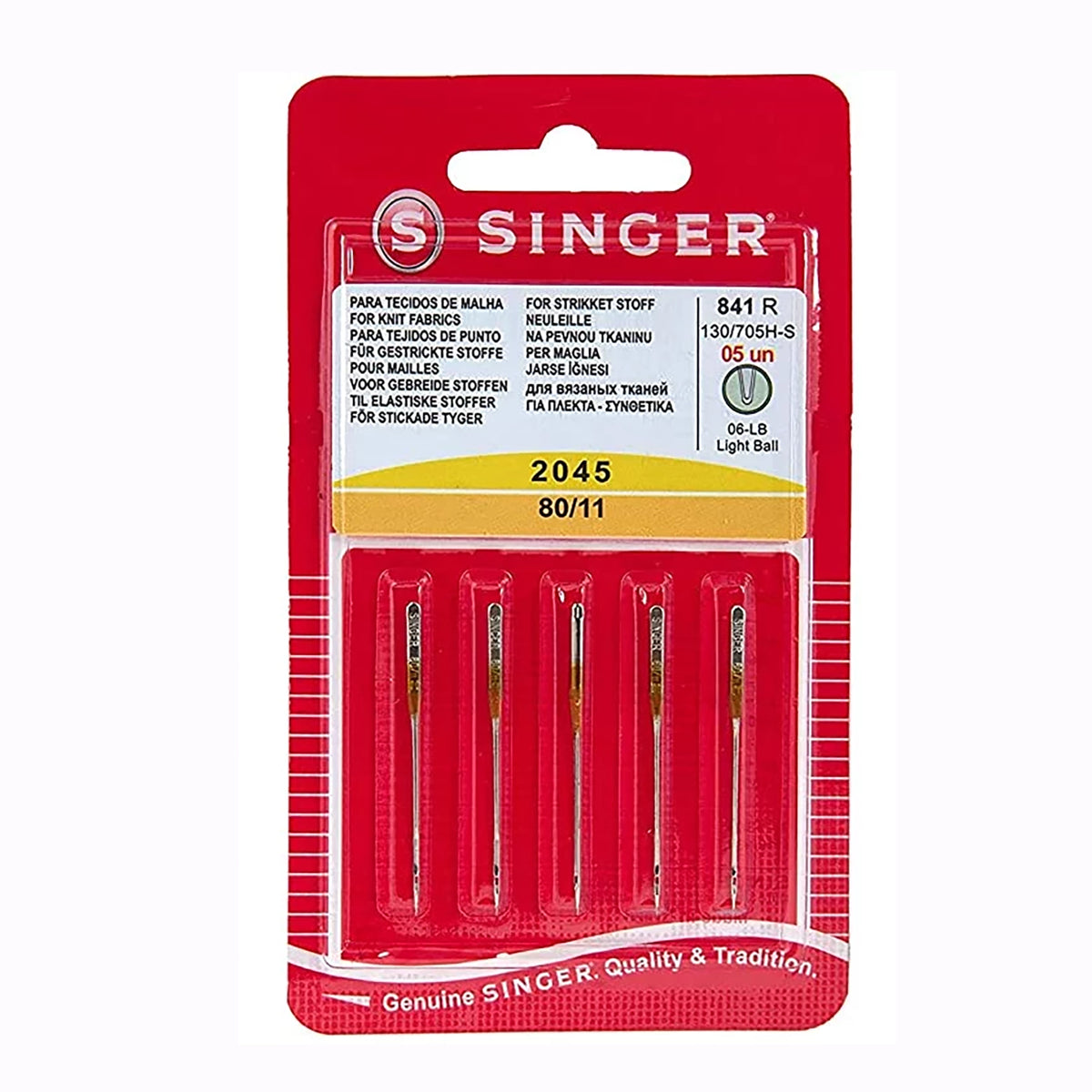 Singer Sewing Machine Needles 2045 Stretch/Ballpoint 80/11 5 Per Cas