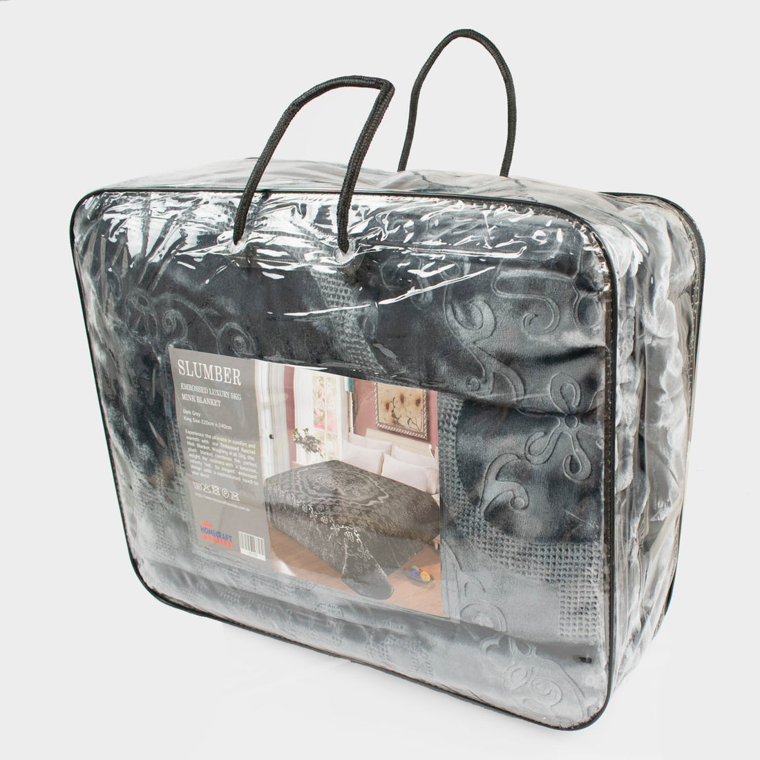 Slumber Embossed Luxury 5KG Mink Blanket Dark Grey