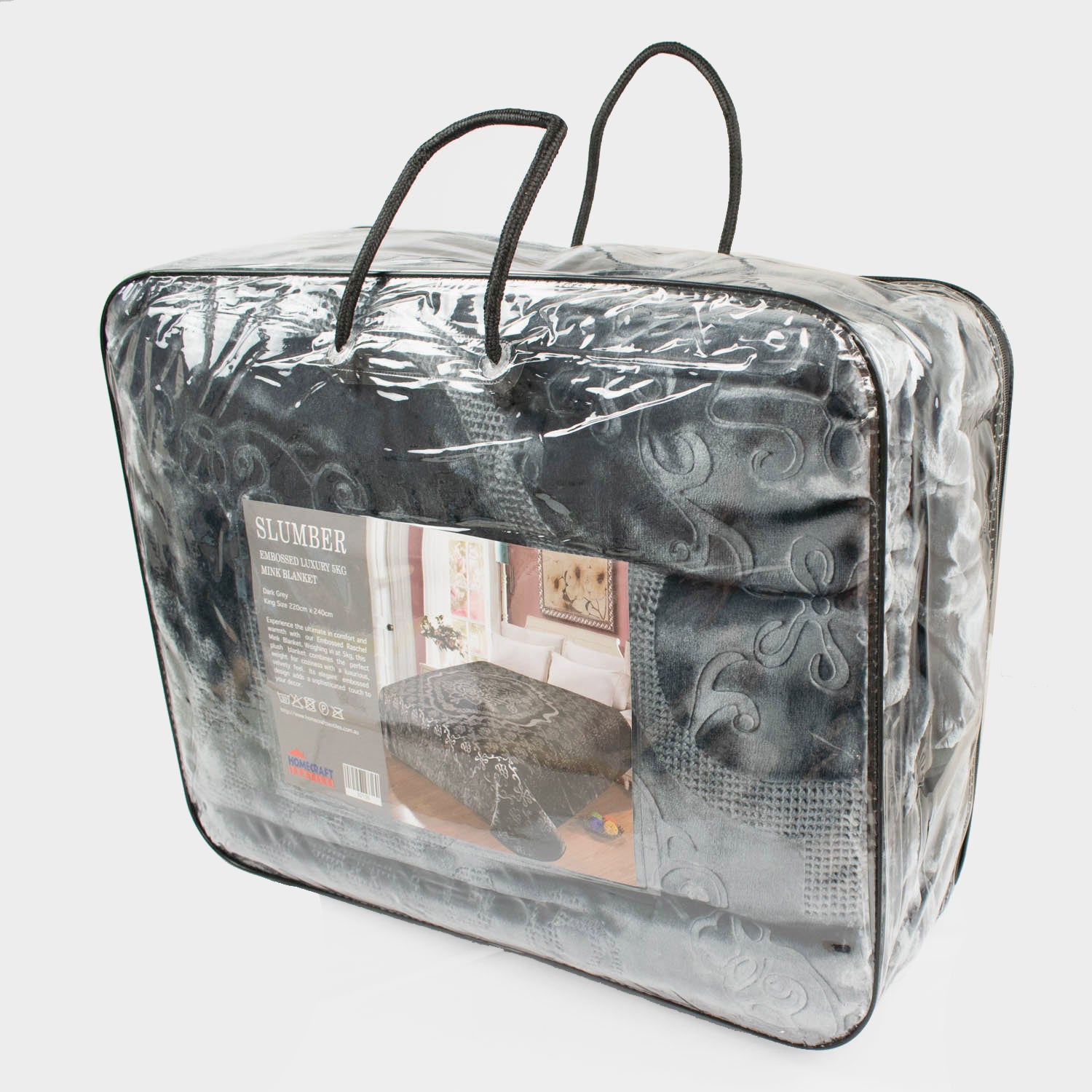 Slumber Embossed Luxury 5KG Mink Blanket Dark Grey