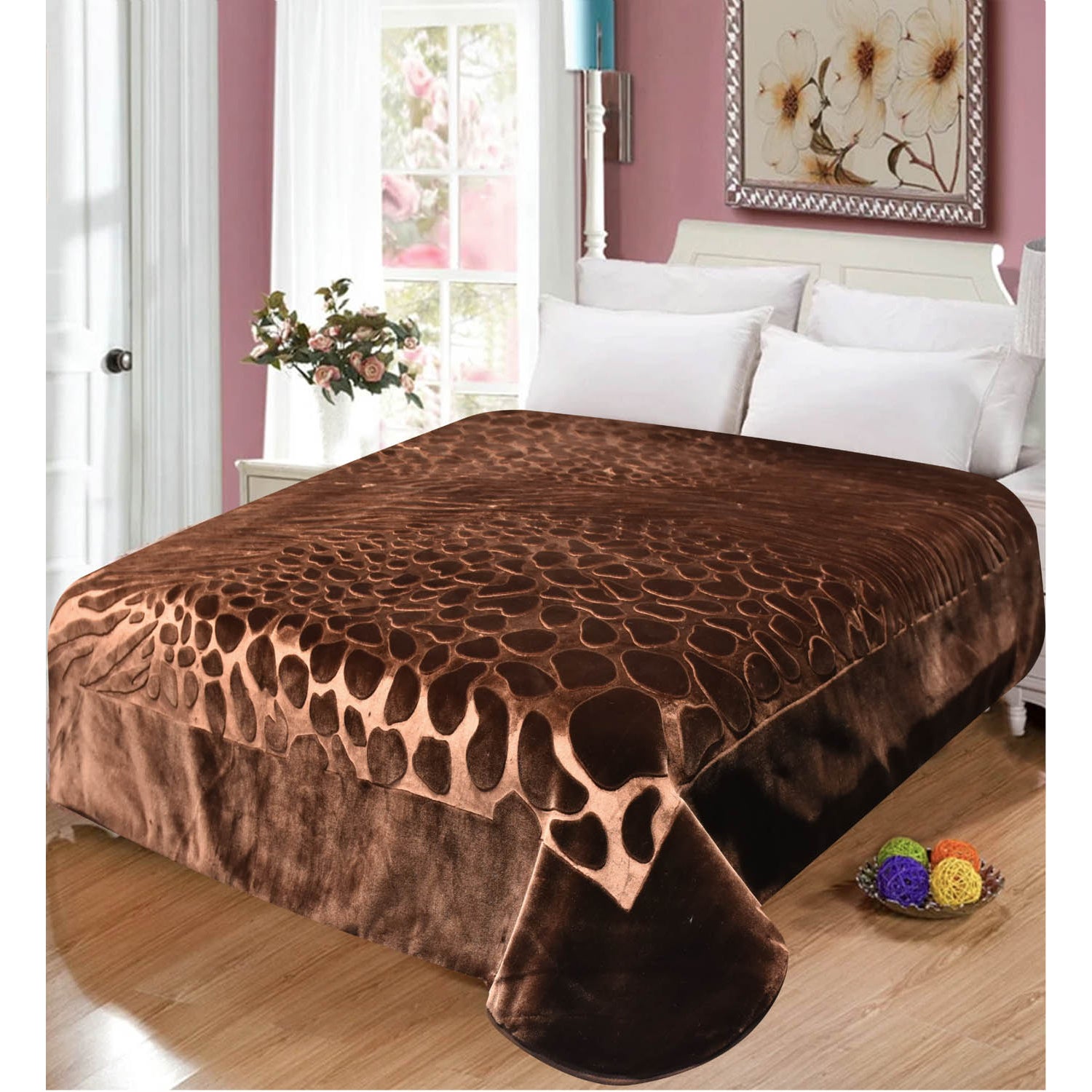 Slumber Embossed Luxury 5KG Mink Blanket Chocolate Brown
