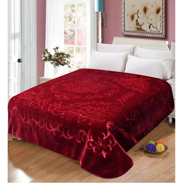 Slumber Embossed Luxury 5KG Mink Blanket Burgundy