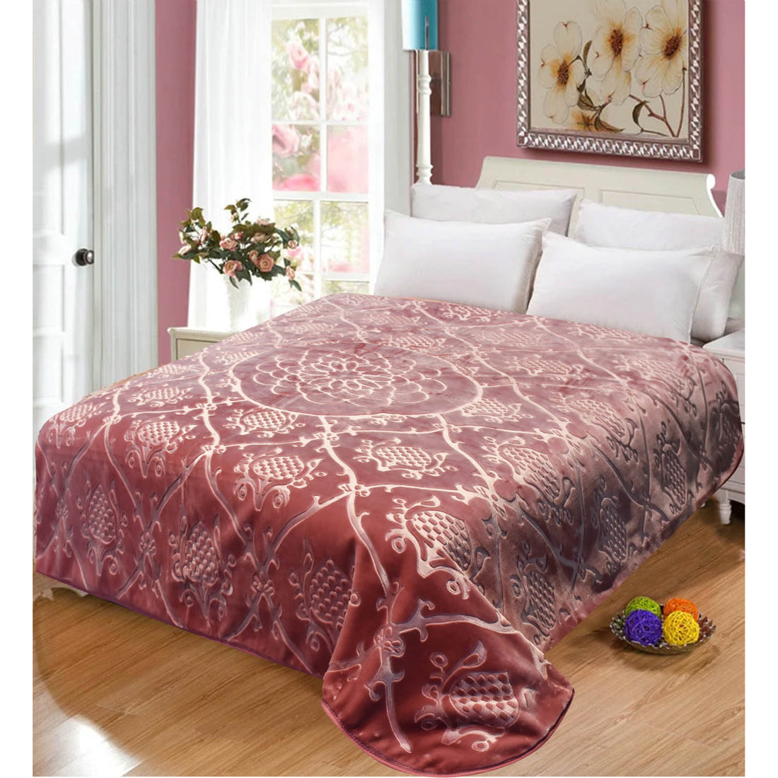 Slumber Embossed Luxury 5KG Mink Blanket Dusty Pink