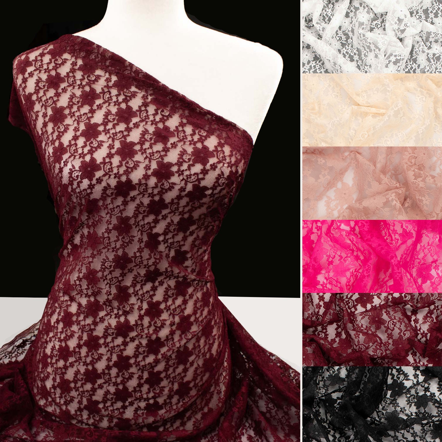 Soft Stretch Lace Design-39693 Floral Vines