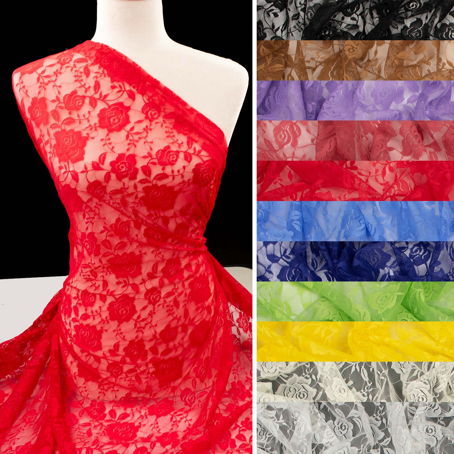 Soft Stretch Lace Design-39712 Rose Vines – Homecraft Textiles